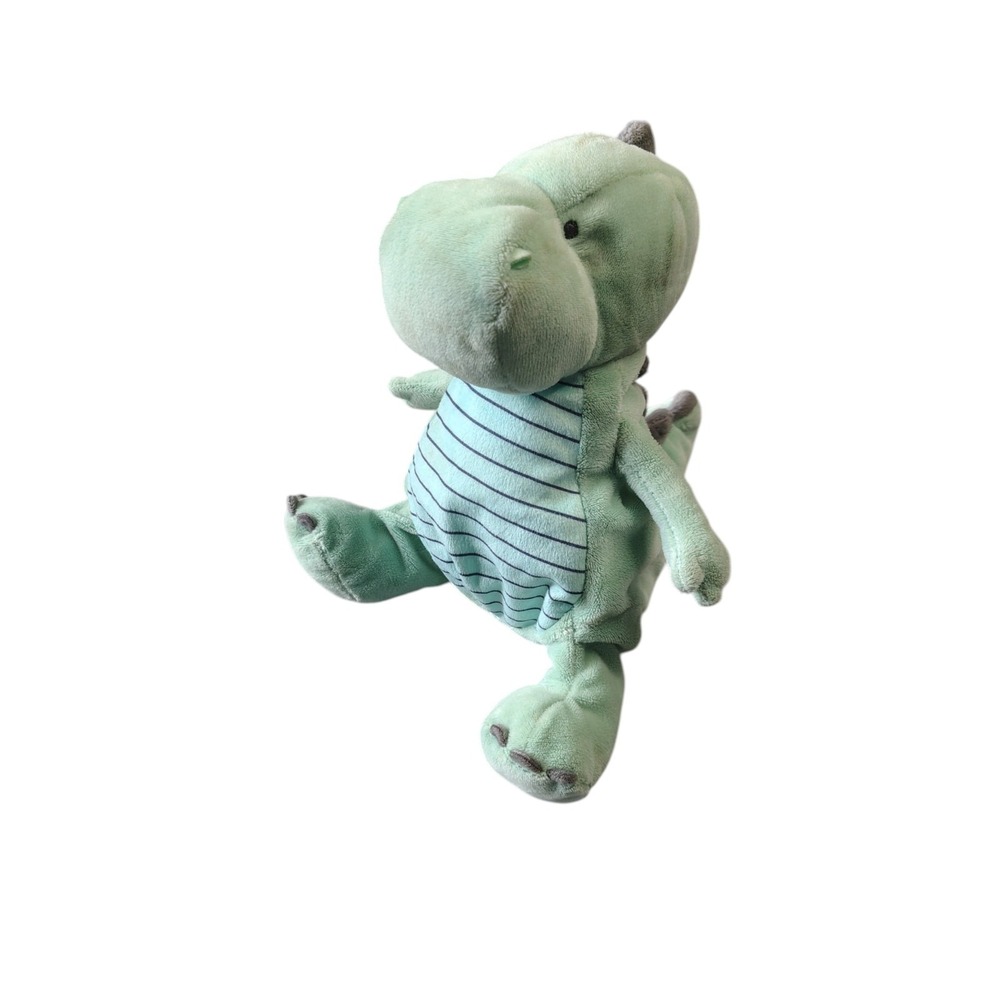 Carter's Green Gray Dinosaur Plush Rattle Stuffed Animal Soft 9" Baby Toy